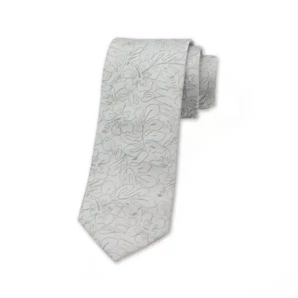 Krawatte Silber mit Blumenmuster