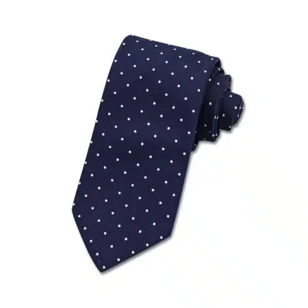 Krawatte in königsblau mit weißen Polkadots